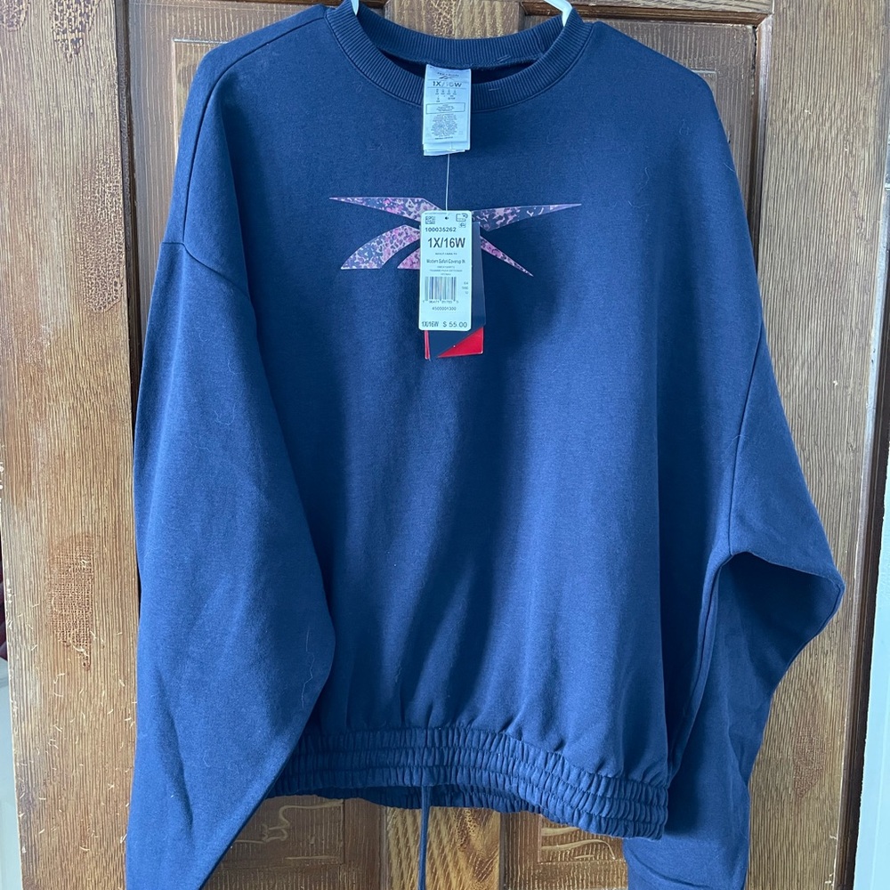 Reebok Blue Crewneck Sweater with Graphic Design